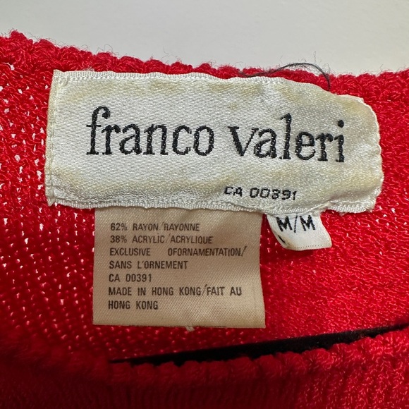 Franco Valeri | Vintage 80s Beaded Red Sweater - Picture 6 of 7